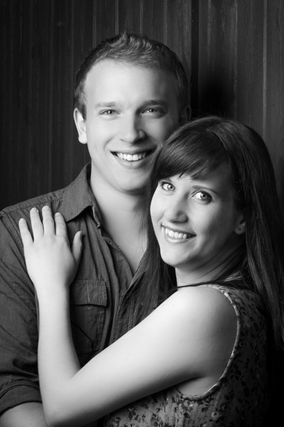 Black and white portrait of couple